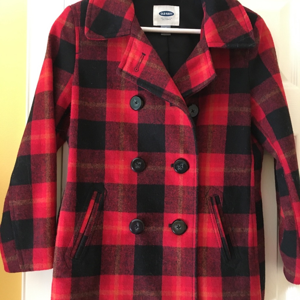 NWOT Plaid Pea Coat - Picture 2 of 16